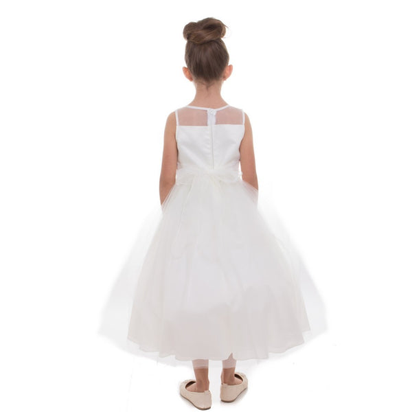 Petite Adele Little Girls Ivory Scalloped Lace Tulle Flower Girl Dress 2T-6 - SophiasStyle.com